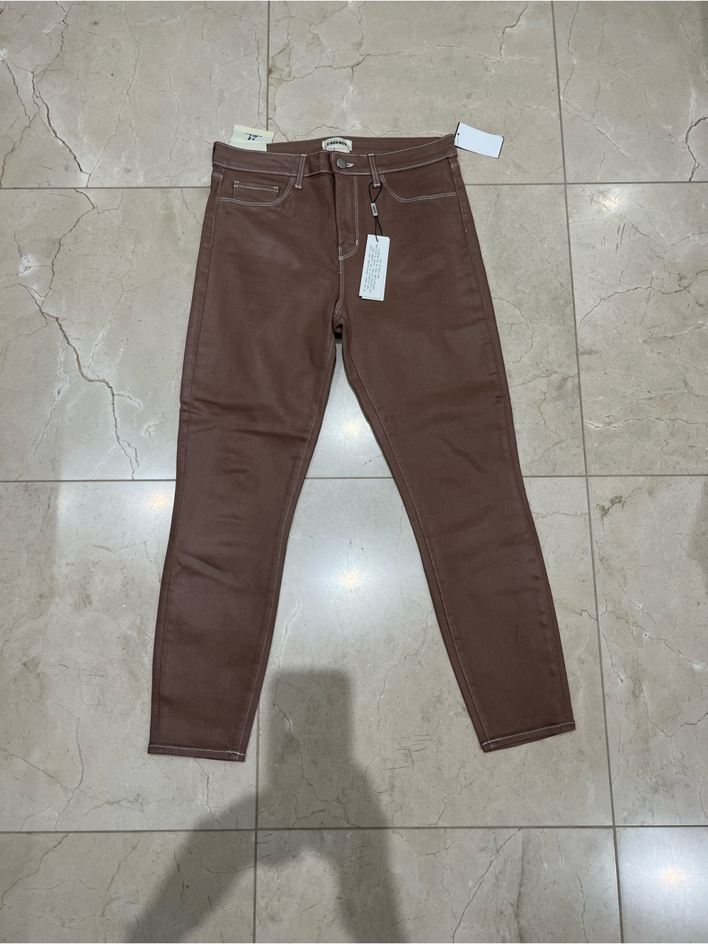 NWT L'AGENCE Margot High Rise Pants, Size 29, Coffee/Natural Contrast Coat